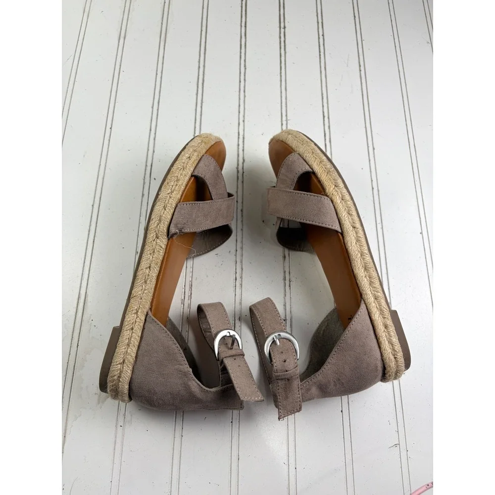 A.N.A Blaze Taupe Faux Suede Espadrille Ankle Strap Sandals Women's Size 7